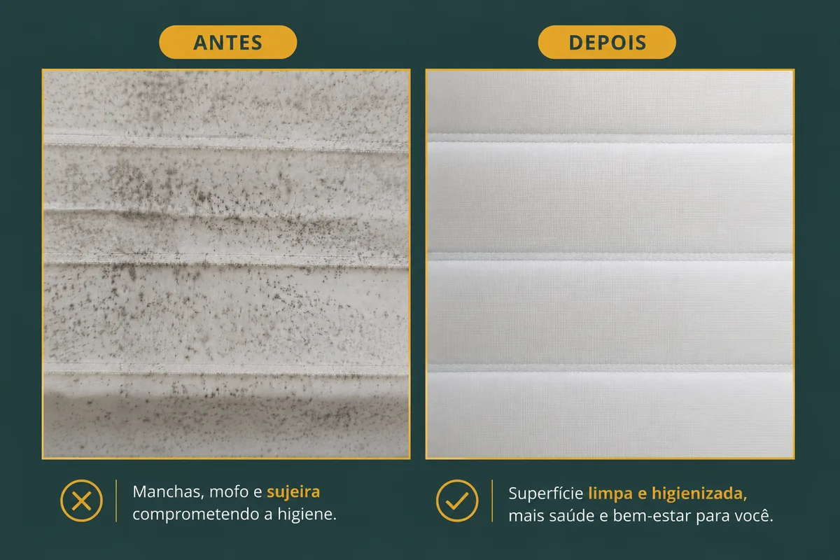 Antes e depois real de higienização feita pela GBlimp