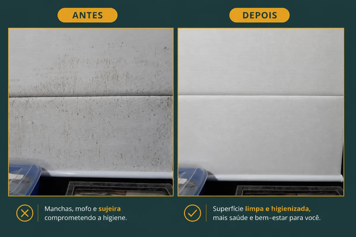 Antes e depois real de persiana higienizada pela GBlimp